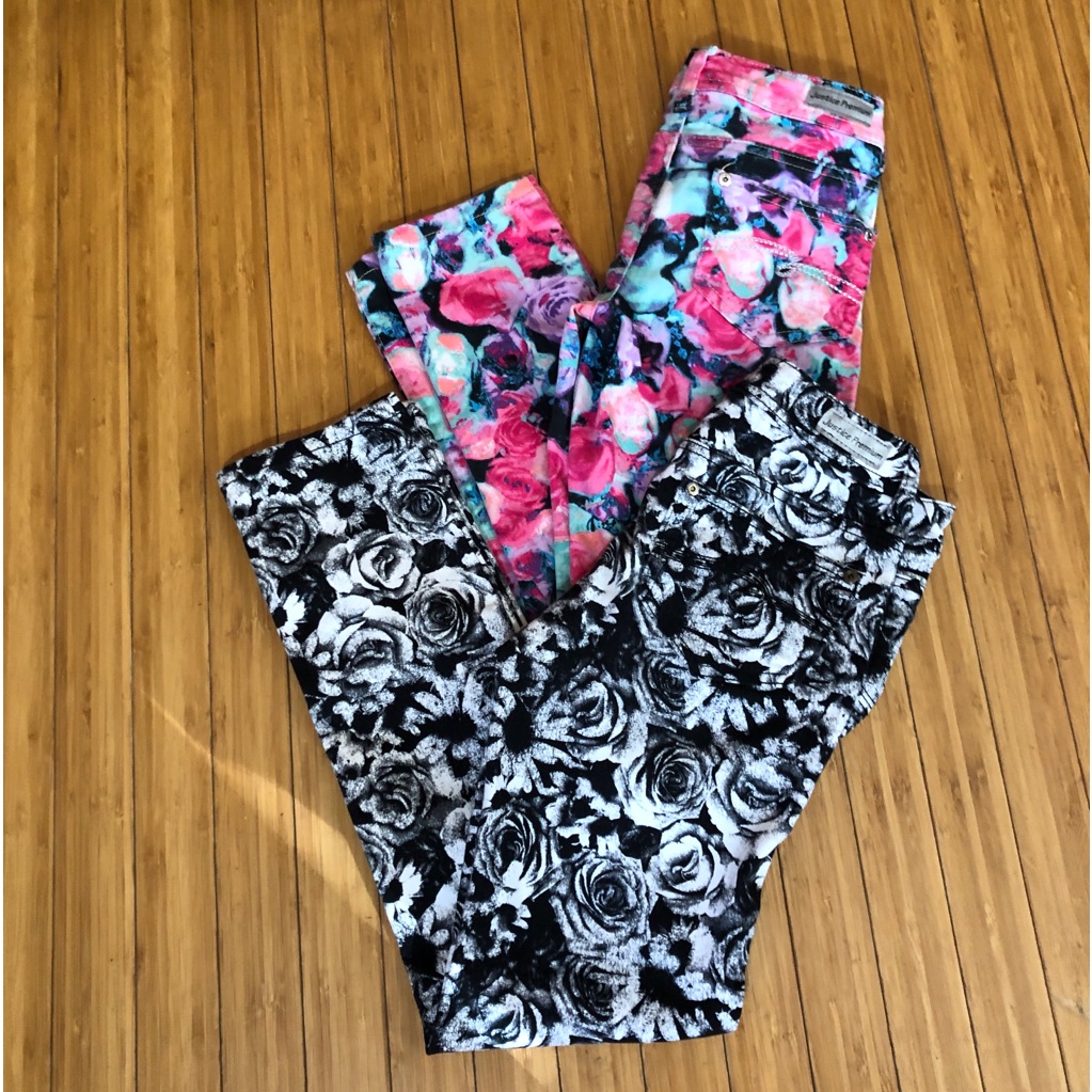 Justice Premium Jeans Floral Skinny Low Size 10